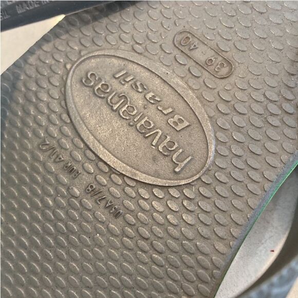 Havana's Brazil Army Green Grey Rubber Flip Flops size 7/8 - Picture 5 of 6